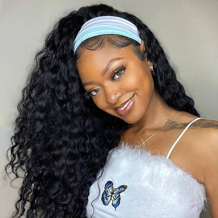 Deep Wave Headband Wigs Human Hair Wig Beginner Friendlya Easy Wear and Go - Image 3