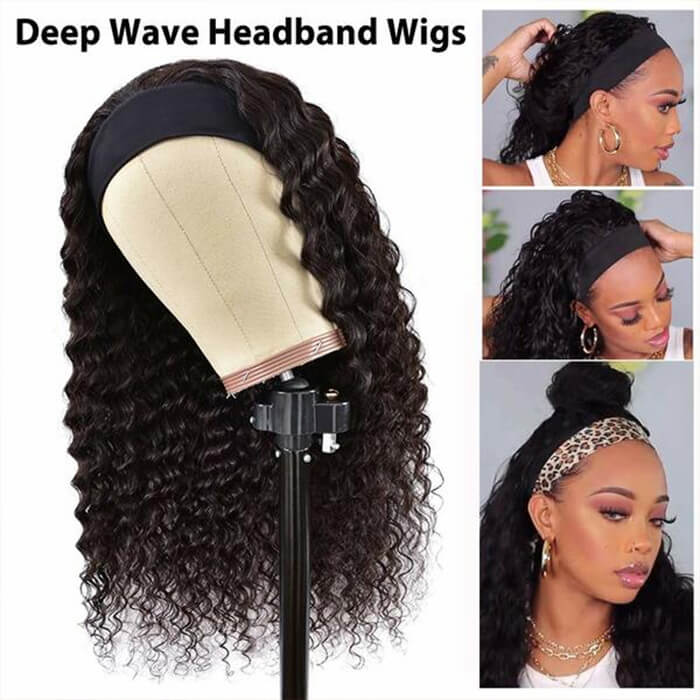 Deep Wave Headband Wigs Human Hair Wig Beginner Friendlya Easy Wear and Go - Image 5