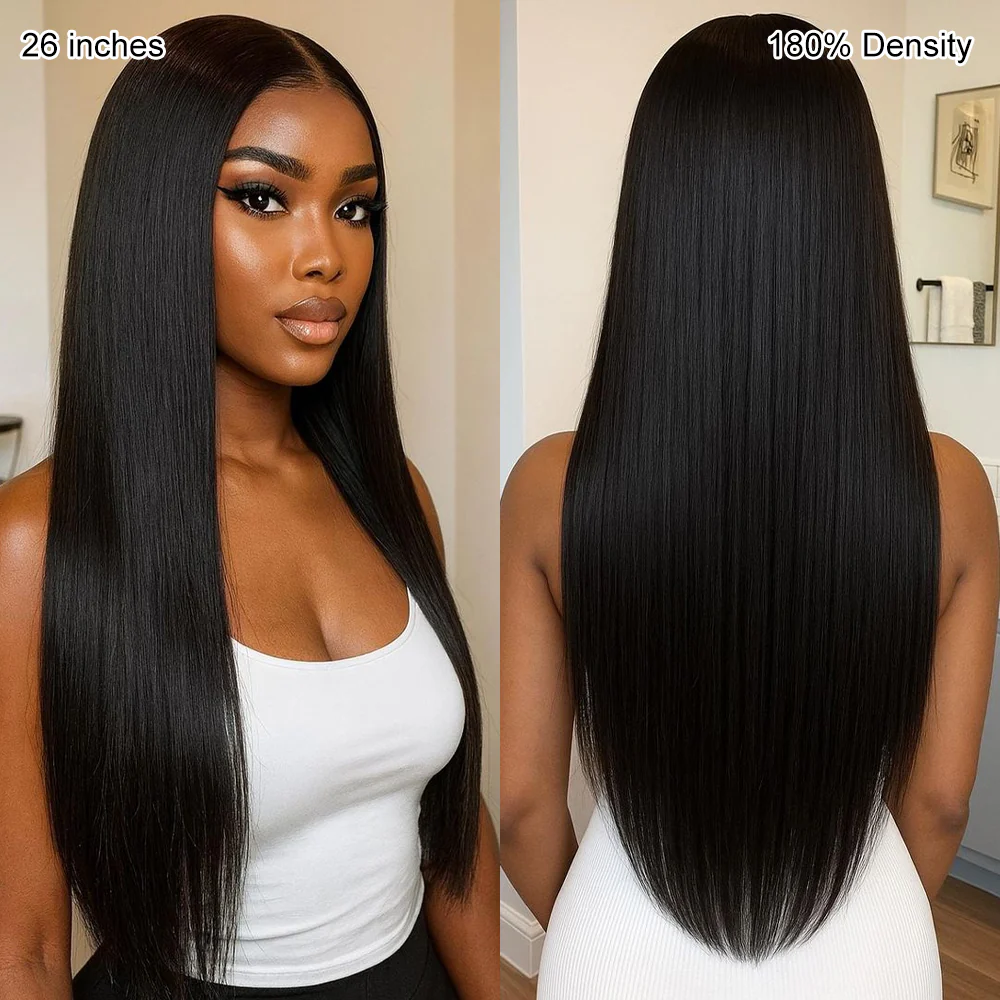 13X6 Pull Go Wig Straight Hair Transparent Lace Glueless Wigs Human Hair 180% 250% Density Flash Sale - Image 3