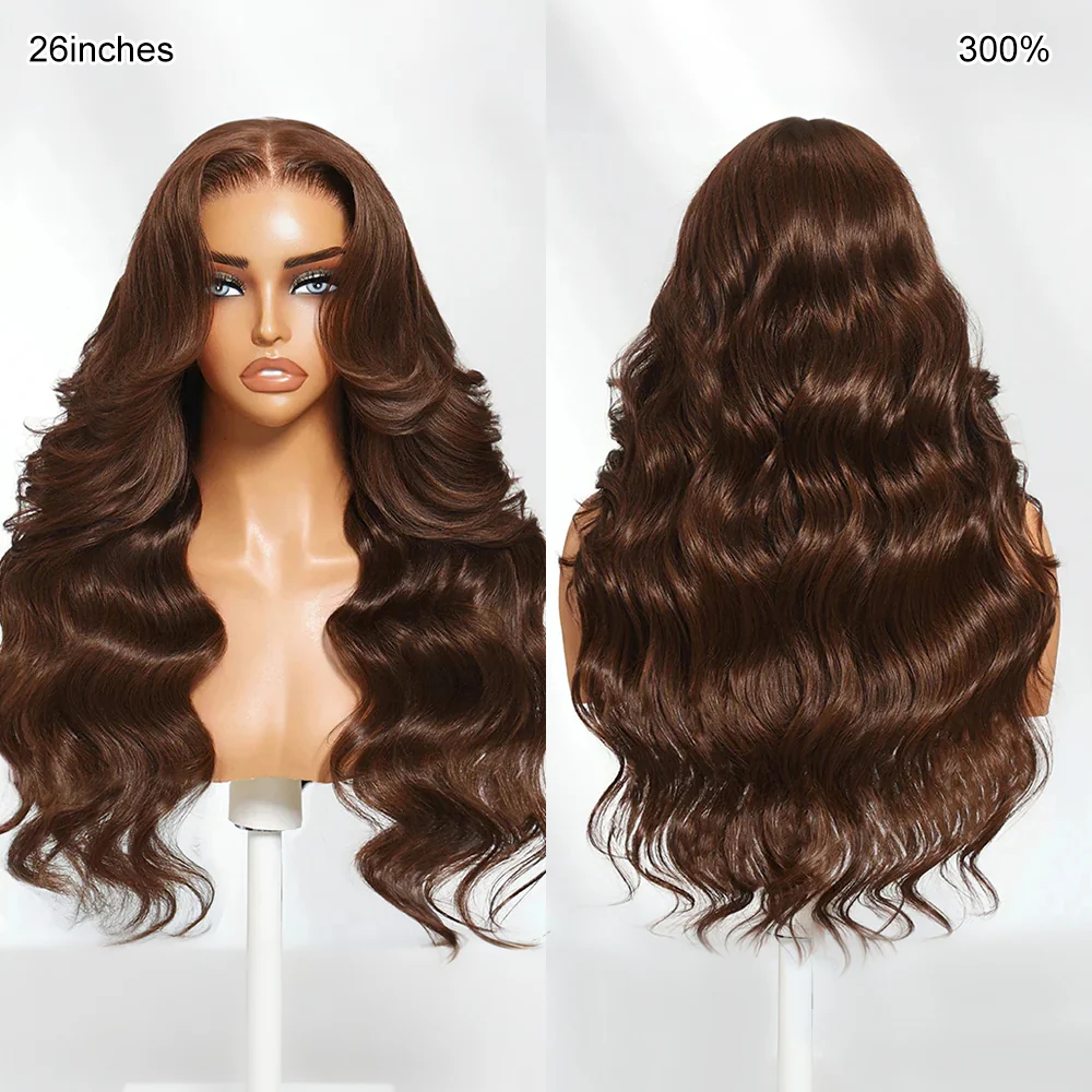 Pizazz New 4# Chocolate Brown  13x6 Drawstring Human Hair Wigs Invisi-Drawstring Pre-Everything Pre Plucked Hairline 180% Density - Image 6