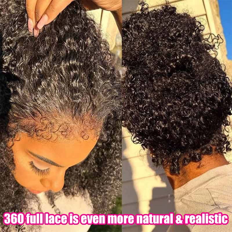 Pizazz Hair 4C Curly Edge 360 HD Lace Frontal Wig Invisible Strap Bleached Knots Pre Cut Lace Glueless - Image 4