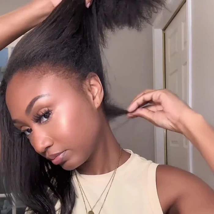 4C Edge Kinky Straight  360 HD Invisible Lace Frontal  Human Hair Wig With Super Natural Hairline - Image 4