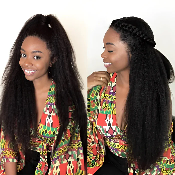 4C Edge Kinky Straight  360 HD Invisible Lace Frontal  Human Hair Wig With Super Natural Hairline - Image 5