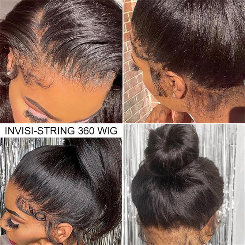 4C Edge Kinky Straight  360 HD Invisible Lace Frontal  Human Hair Wig With Super Natural Hairline - Image 8