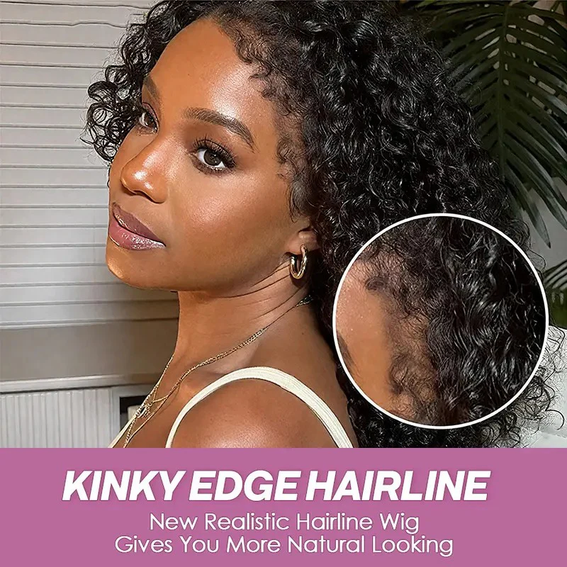 4C Edges Glueless Curly 8x5 HD  Lace Front Human Hair Wig Pre Plucked Hairline 220% Density Fast Shipping For Black Women - Image 3