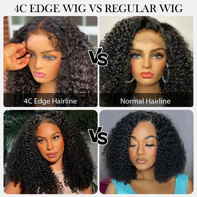 4C Edges Glueless Curly 8x5 HD  Lace Front Human Hair Wig Pre Plucked Hairline 220% Density Fast Shipping For Black Women - Image 4