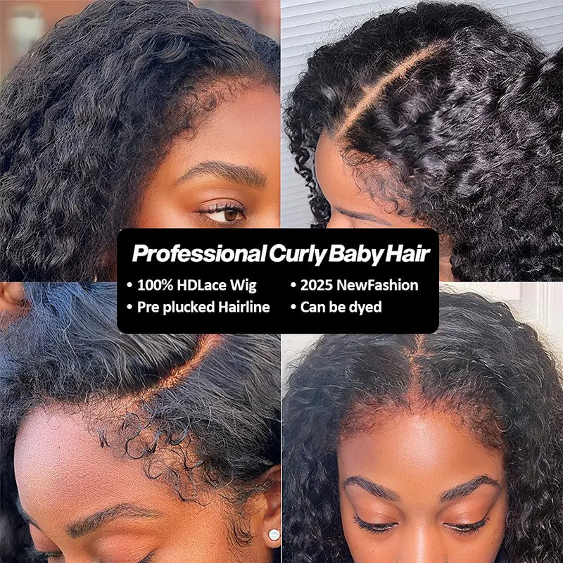 4C Edges Glueless Curly 8x5 HD  Lace Front Human Hair Wig Pre Plucked Hairline 220% Density Fast Shipping For Black Women - Image 5