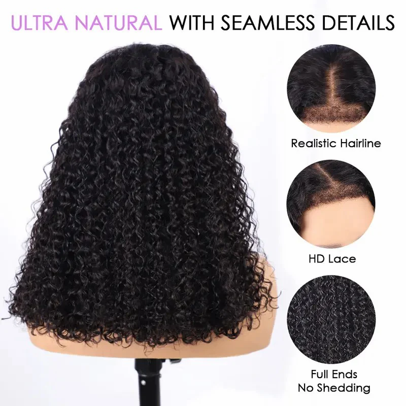 4C Edges Glueless Curly 8x5 HD  Lace Front Human Hair Wig Pre Plucked Hairline 220% Density Fast Shipping For Black Women - Image 6