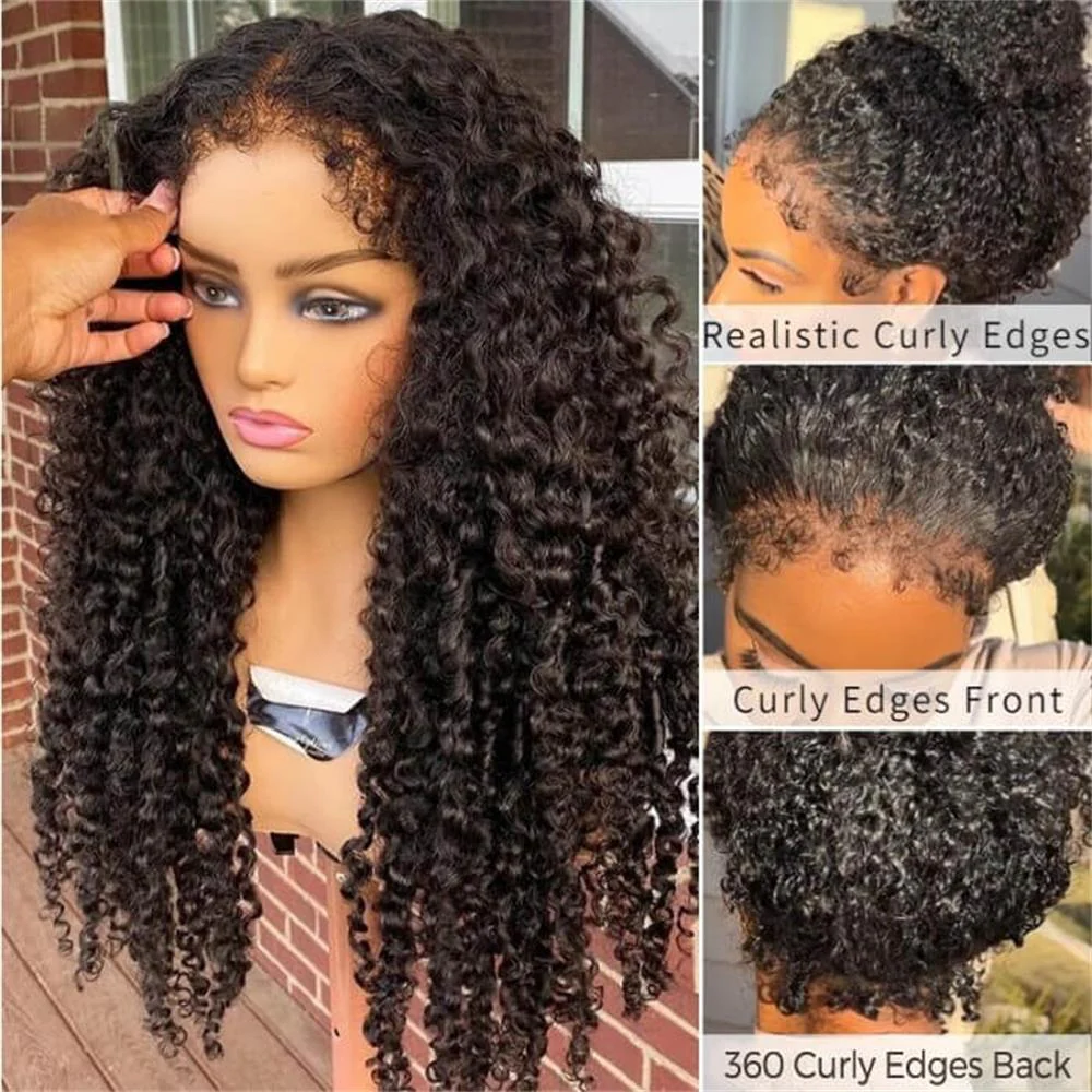 4c edges kinky Curly Wig Human Hair Undetectable Invisible 360 HD Lace Frontal Wig - Image 7