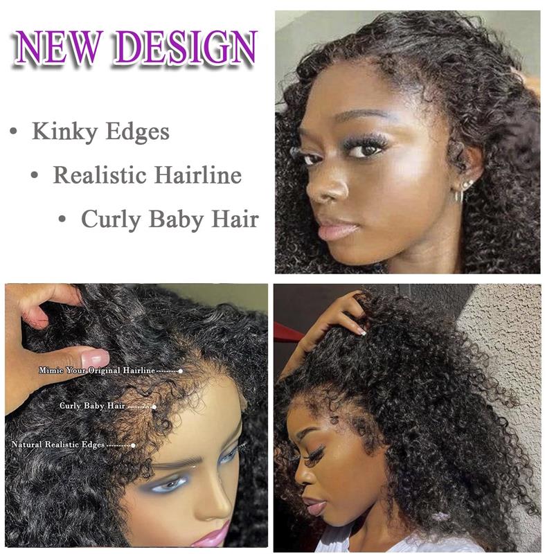 4C Edges Natural Hairline Curly 8x5 Glueless Lace Wigs Human Hair Pre Plucked 180% Density - Image 11
