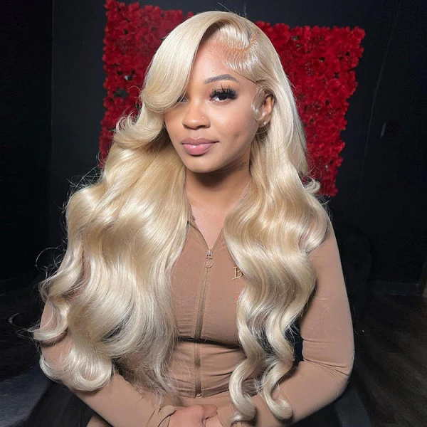 Pizazz Hair 613 Blonde Color 13*6 HD Lace Front Wigs Body Wave / Straight 100% Human Hair Wigs - Image 4