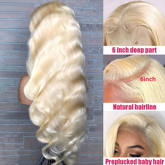 Pizazz Hair 613 Blonde Color 13*6 HD Lace Front Wigs Body Wave / Straight 100% Human Hair Wigs - Image 7