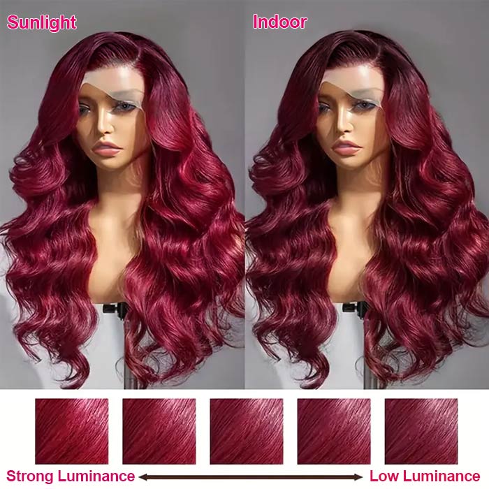 Pizazz 99J Burgundy 13x6 HD Lace Front Wig | 28 Inch 250% Density Brazilian Virgin Body Wave Human Hair - Image 7