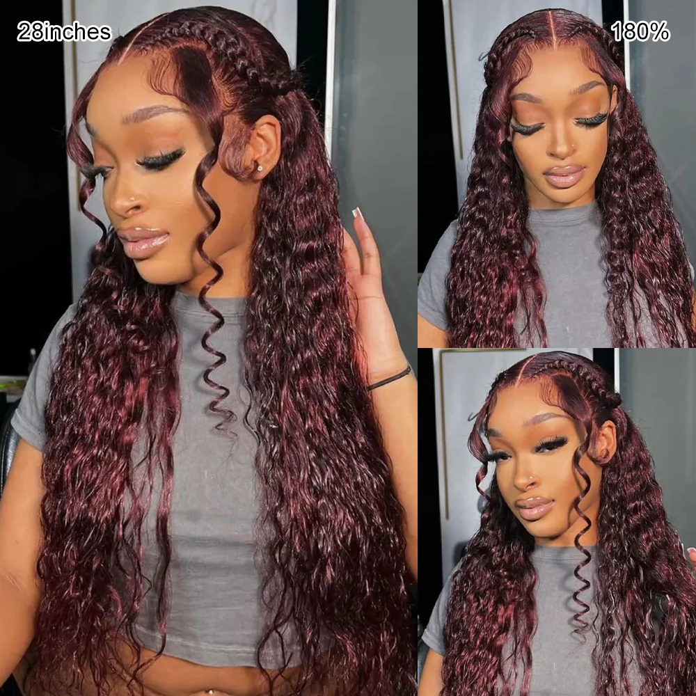 Pizazz Hair Black Cherry Deep Wave/ Water Wave 13x6 HD Lace Glueless Drawstring Wig - Image 3