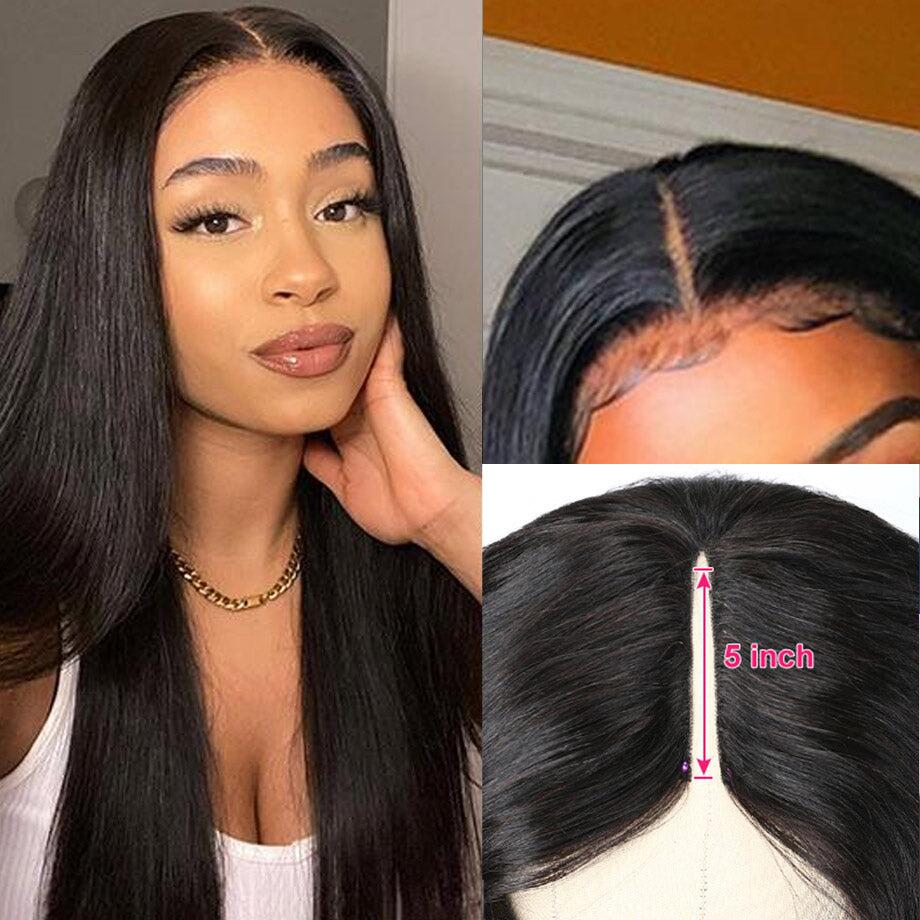 Affordable Thin Straight V Part Wig Human Hair Wigs Easy Install Wig - Image 3