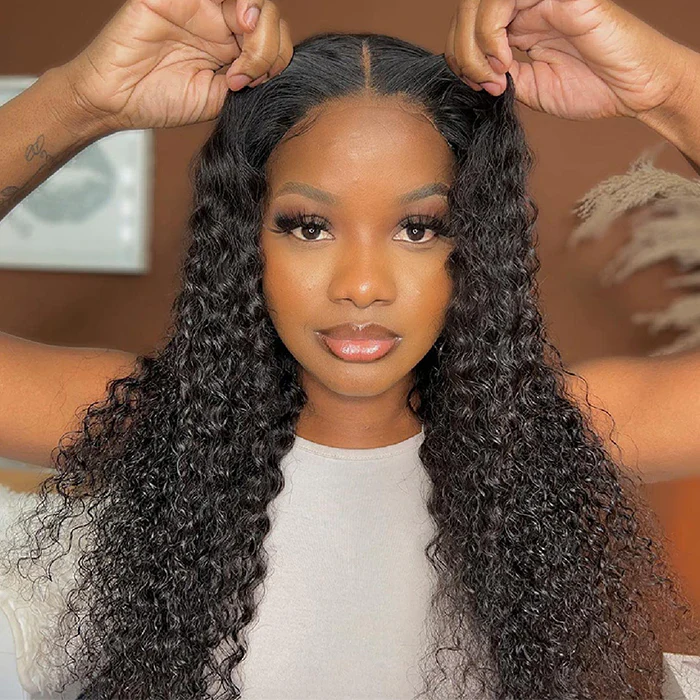 Air Wig 13x4 HD Lace Curly Human Hair Wigs Wear & Go Pre Cut Lace Glueless Lace Front Wigs - Image 4