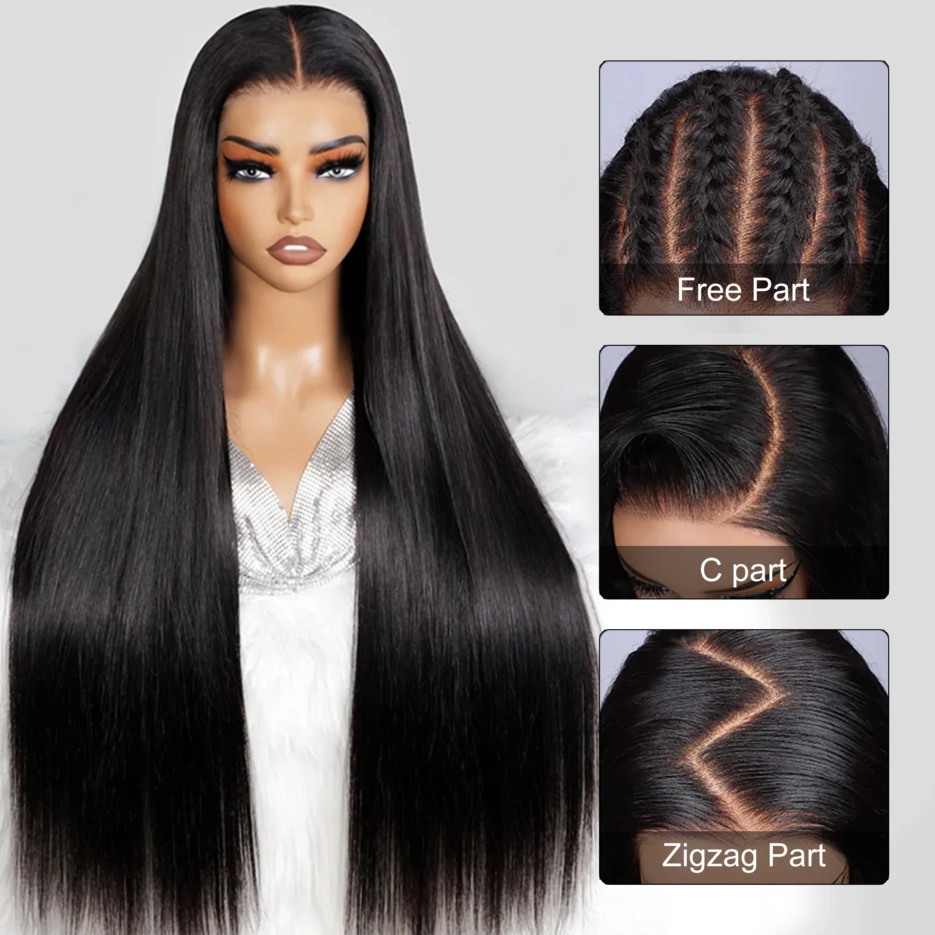 Pizazz Hair Pull & Go Glueless Wig 13×6 Straight Wig Invisi-Drawstring Pre-Everything Human Hair Wig - Image 4