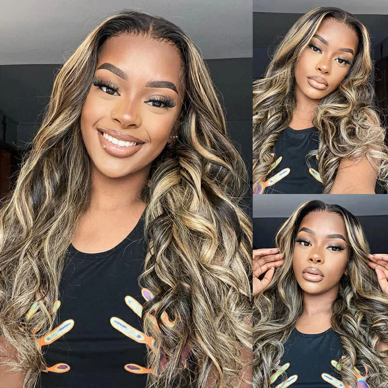 Balayage Highlight M1B/27 Colored 13X6 Invisi-Drawstring Pre-Everything Human Hair Wig 250% Density - Image 3