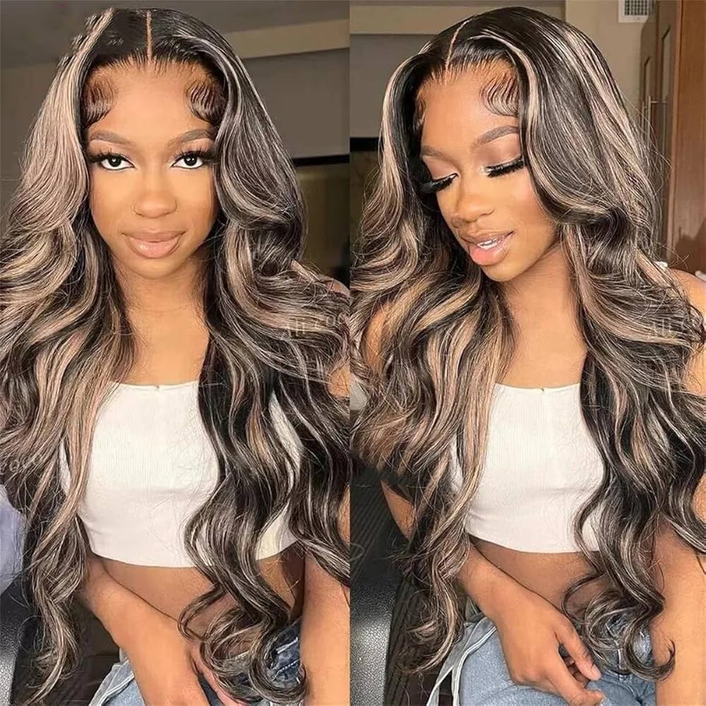 Balayage Highlight M1B/27 Colored 13X6 Invisi-Drawstring Pre-Everything Human Hair Wig 250% Density - Image 4