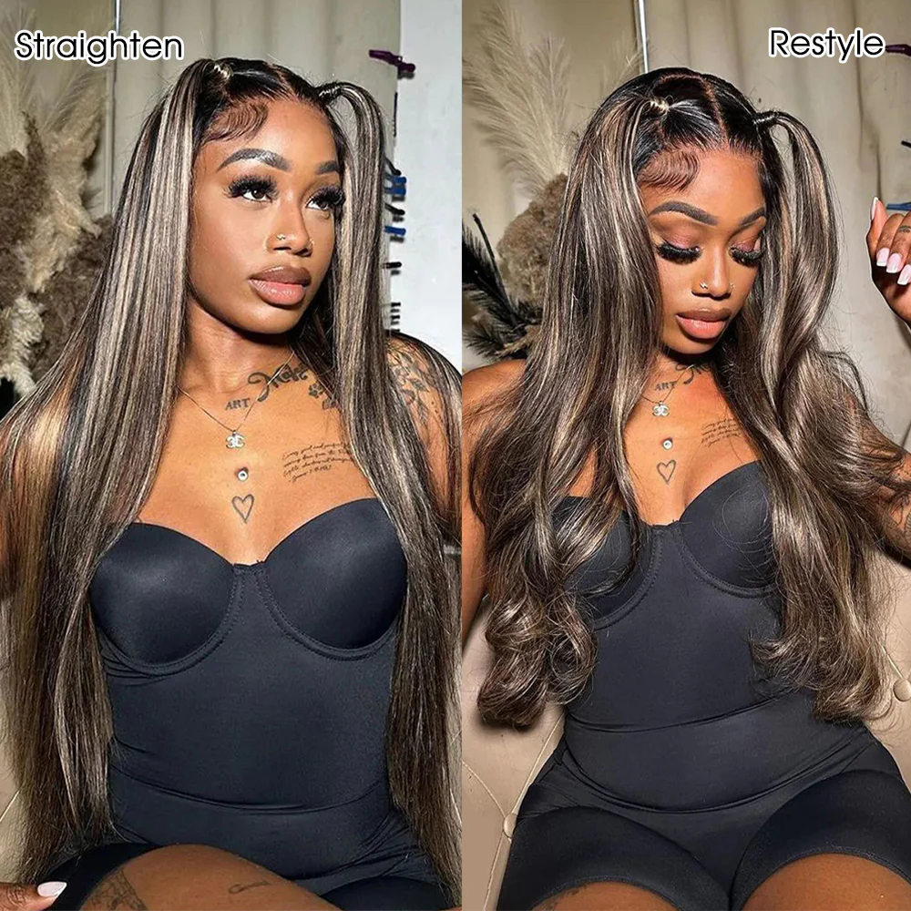 Balayage Highlight M1B/27 Colored 13X6 Invisi-Drawstring Pre-Everything Human Hair Wig 250% Density - Image 6