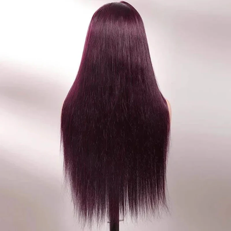 Black Cherry Dark Purple Sugar Plum  Straight 13x6 HD Lace Front Wigs Human Hair Wigs - Image 8