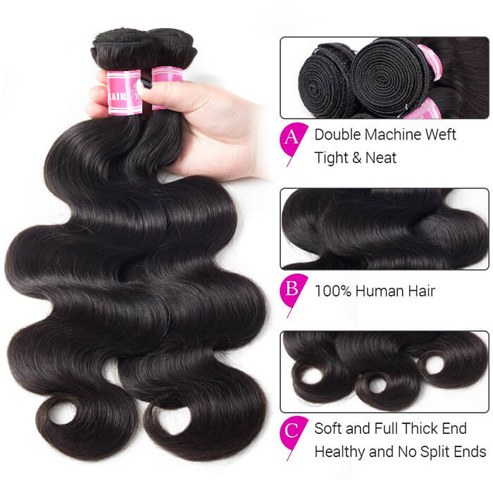 Brazilian Hair Body Wave Human Virgin Hair Weft 3 or 4 Bundles/Pack - Image 4