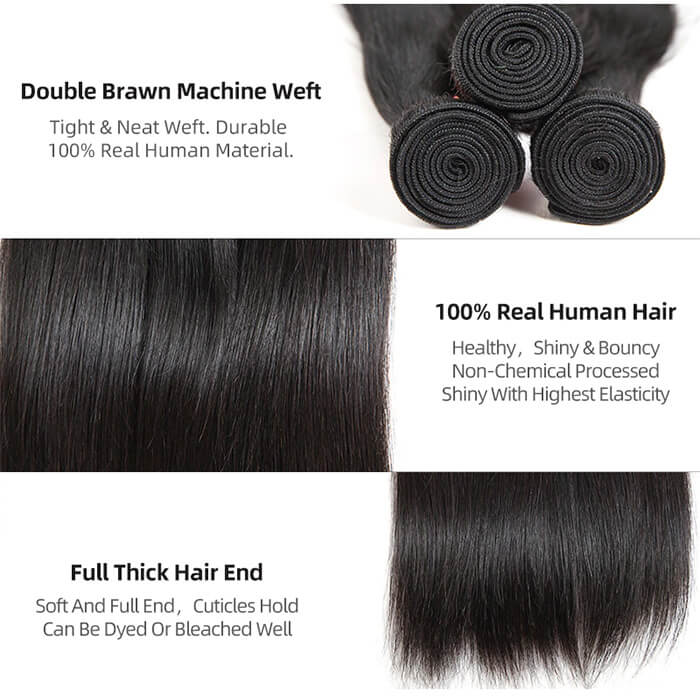 Brazilian Straight Virgin Human Hair Bundles 100% Unprocessed Virgin Human Hair Extension - Image 7