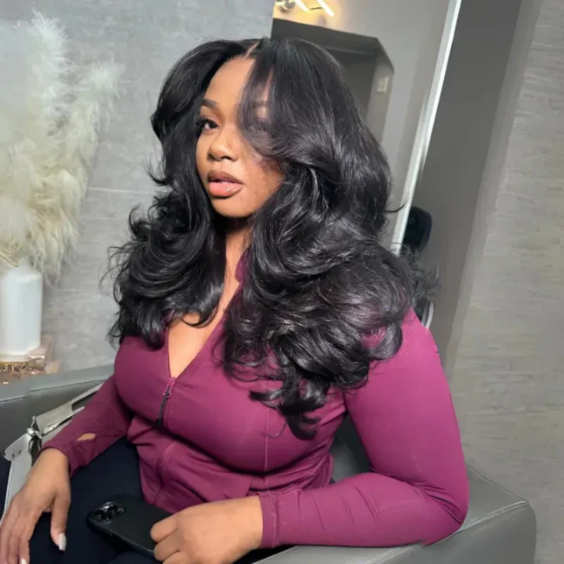 Butterfly Cut Curtain Bangs Loose Body Wave Wig 13x6 Deep Part Glueless Wear & Go Wig Pre Cut HD Lace 180% Density - Image 6