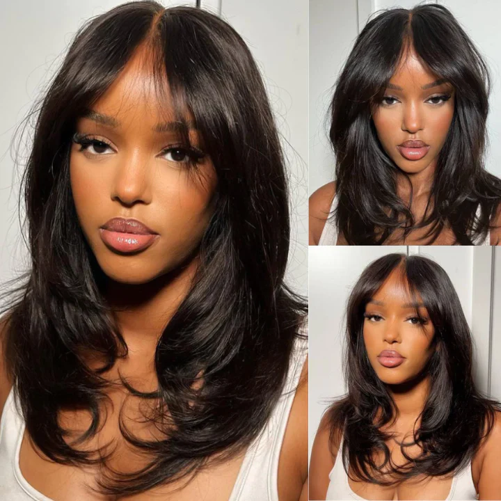 Curtain Bangs Silky Straight Glueless HD Lace Front Human Hair Wigs with Adjustable Strap-Pizazz Hair - Image 5