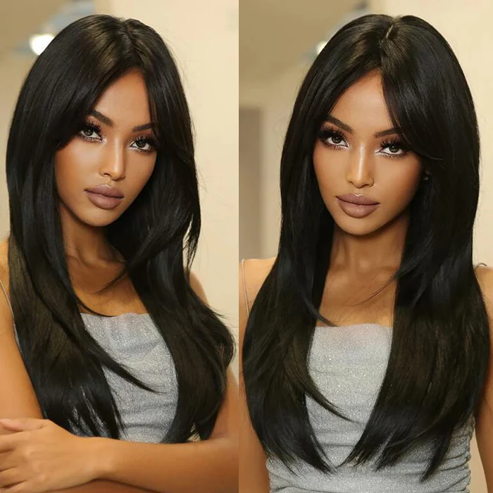 Curtain Bangs Silky Straight Glueless HD Lace Front Human Hair Wigs with Adjustable Strap-Pizazz Hair - Image 6