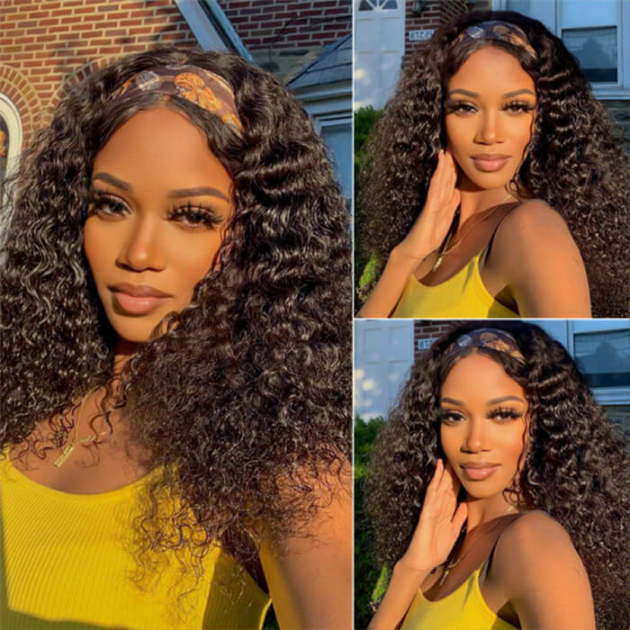 Deep Wave Headband Wigs Human Hair With Headband For Women, Beginner And Lazy Girls Friendly - Image 3