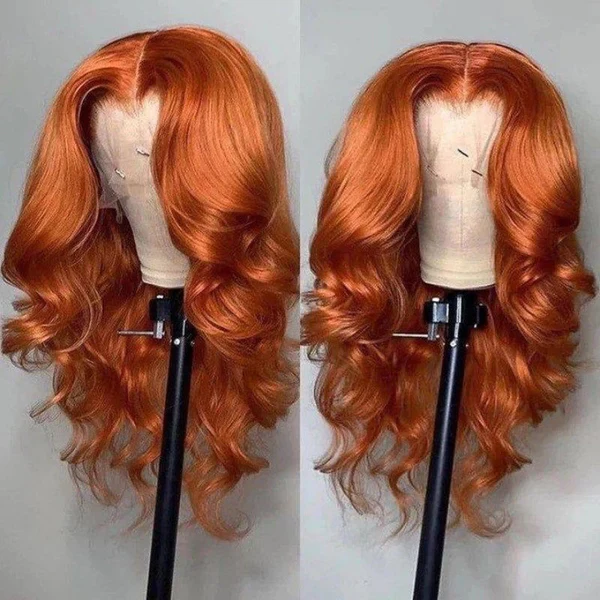 Pizazz Hair Orange Ginger Ombre Glueless Wig 13x4 Lace Front Wigs Body Wave HD Lace Human Wigs Pre Plucked 220% Density - Image 4