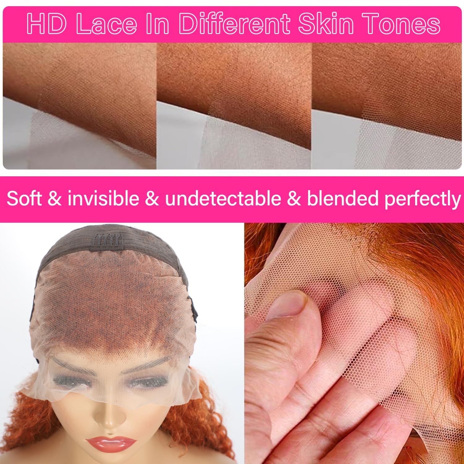 Pizazz Ginger Color Wigs Deep Wave 13*4/13*6 HD Lace Front Wigs Human Hair - Image 4