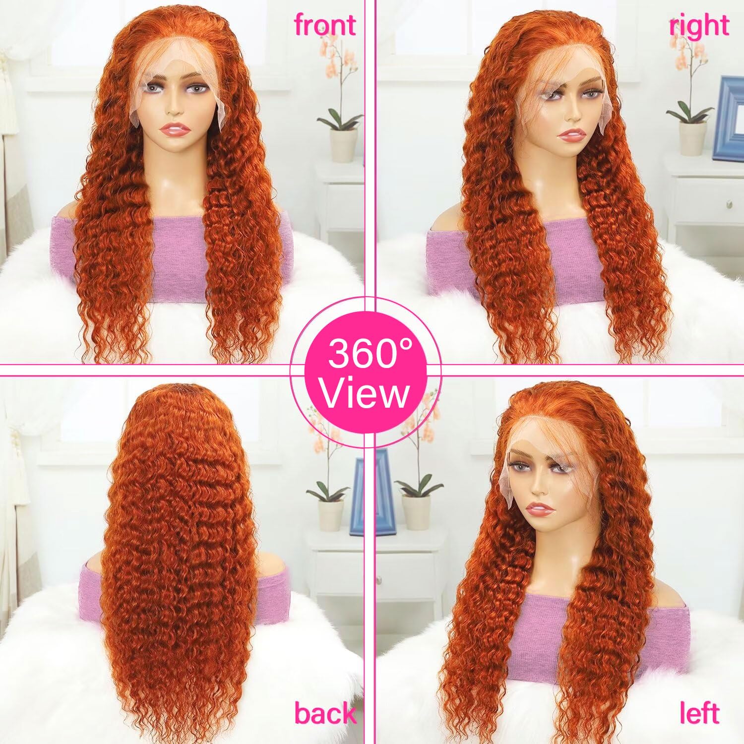 Pizazz Ginger Color Wigs Deep Wave 13*4/13*6 HD Lace Front Wigs Human Hair - Image 5