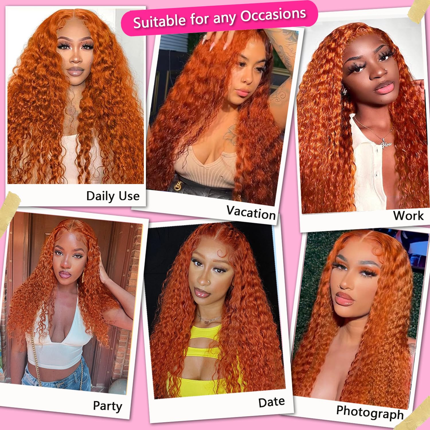 Pizazz Ginger Color Wigs Deep Wave 13*4/13*6 HD Lace Front Wigs Human Hair - Image 7