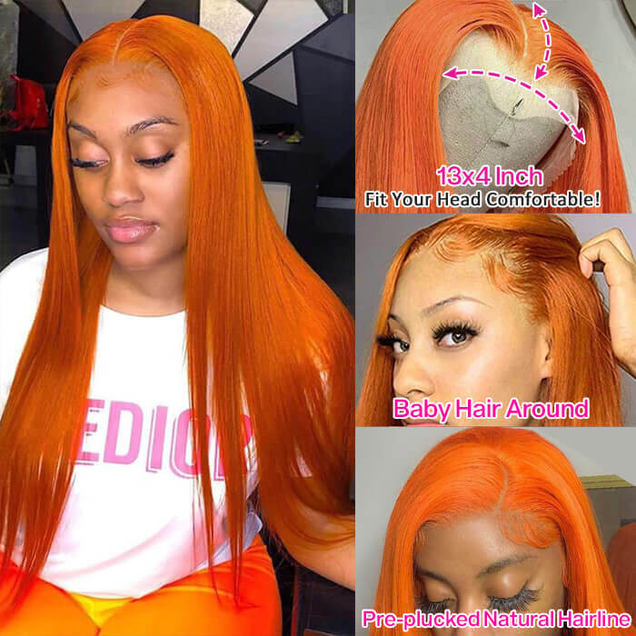 Ginger Lace Front Wigs Human Hair 13x4 HD Lace Wig with Pre-plucked Hairline - Image 4