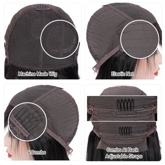 Honey Blond Human Hair Wigs with Bangs Brazilian Straight Virgin Hair Gold Wig - Image 8