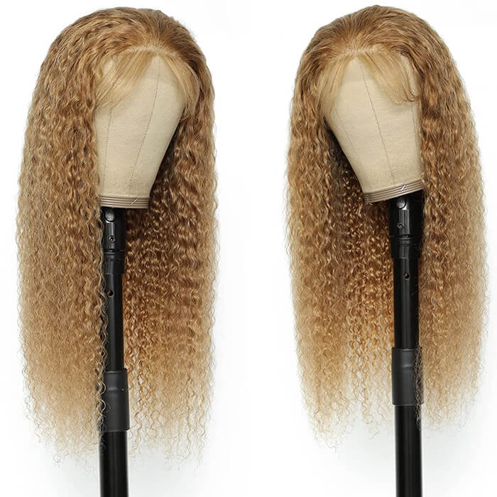 Honey Blonde #27 Colored Curly Human Hair Wigs 5*5 HD Lace Closure Wigs - Image 4