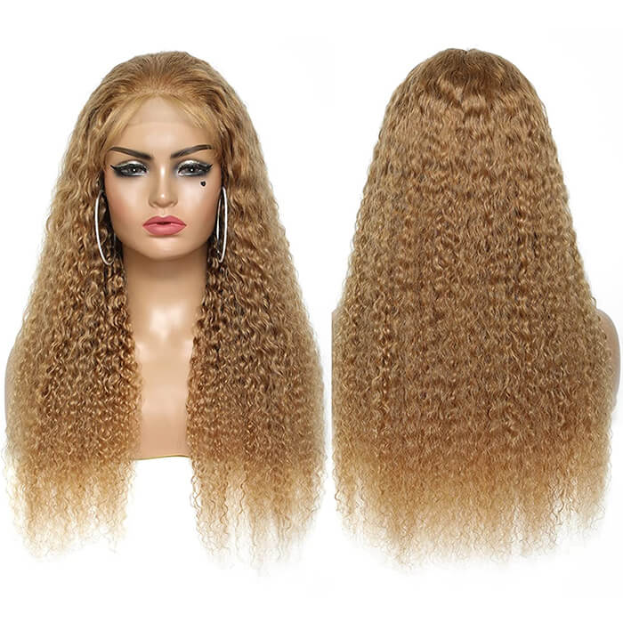 Honey Blonde #27 Colored Curly Human Hair Wigs 5*5 HD Lace Closure Wigs - Image 5