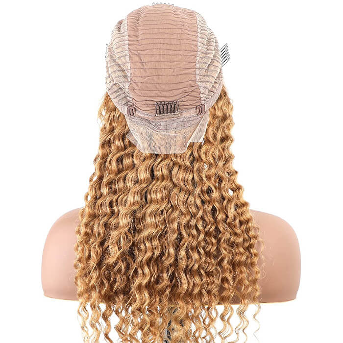 Beyonce Hair Honey Blonde Lace Front Wig #27 Color Deep Wave Human Hair Wigs 180% Density - Image 8