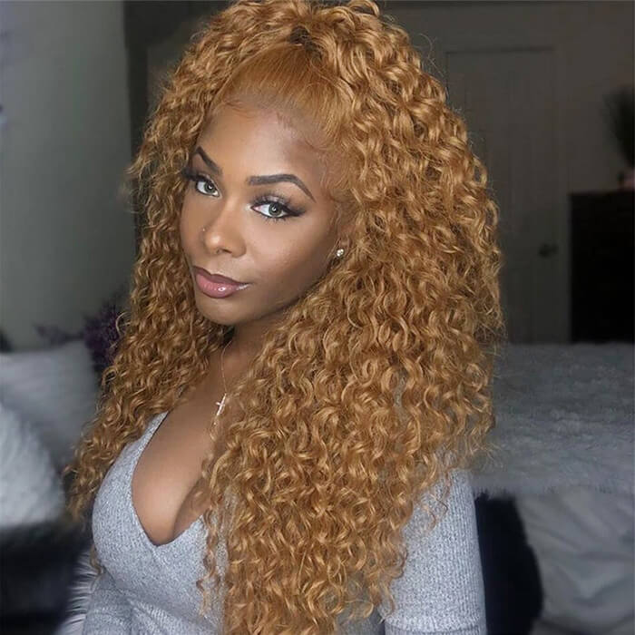 Beyonce Hair Honey Blonde Lace Front Wig #27 Color Deep Wave Human Hair Wigs 180% Density - Image 9