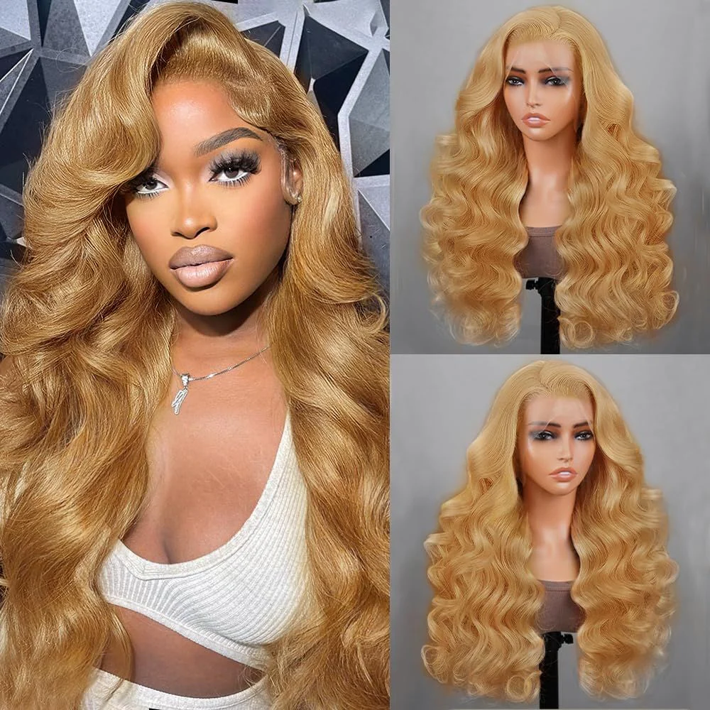 Pizazz 13x6 Honey Blonde Lace Front Wig 27# Colored Lace Front Wigs For Women Pre Plucked (26inch) - Image 5