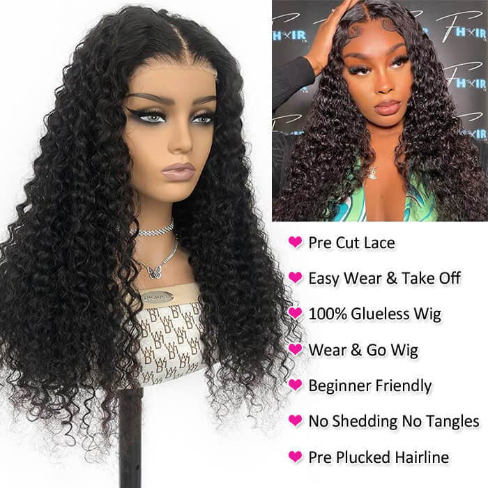 Curly Wig Wear & Go Glueless Wigs Pre Cut 5x5 HD Lace Closure Human Hair Wigs Beginner Friendly - Image 4