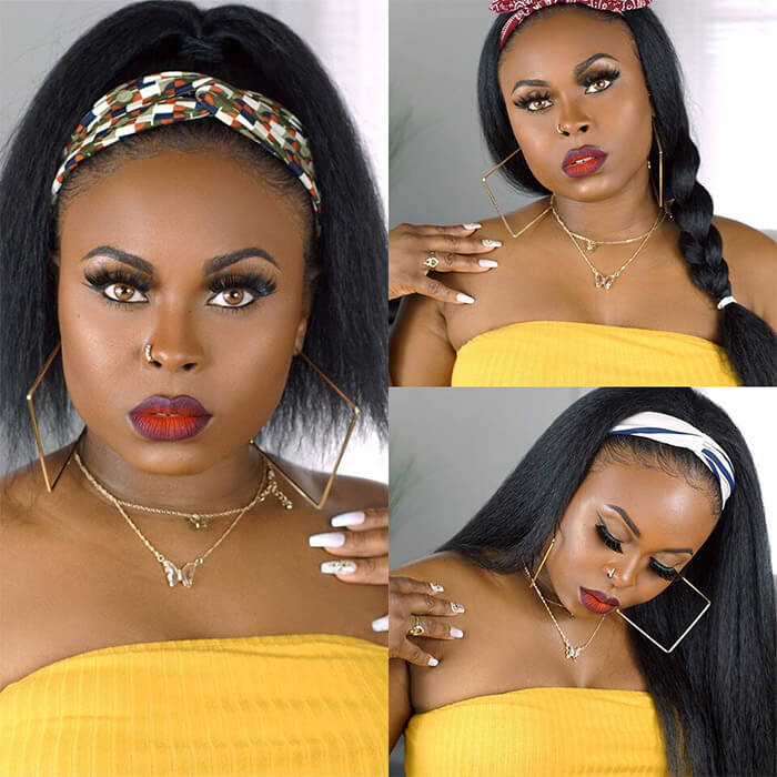Kinky Straight Headband Wig Human Hair No Gel No Glue Wig - Image 3