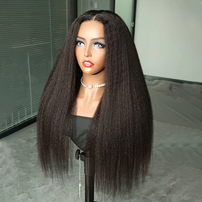 Pre Cut Lace | Kinky Straight Wear & Go Pre-Cut Lace 5x5/4x4 Glueless Wigs with Pre Plucked - Image 6