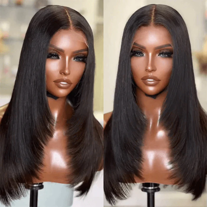 Layered Cut HD Lace Front Wig Straight Human Hair Wig - Image 8