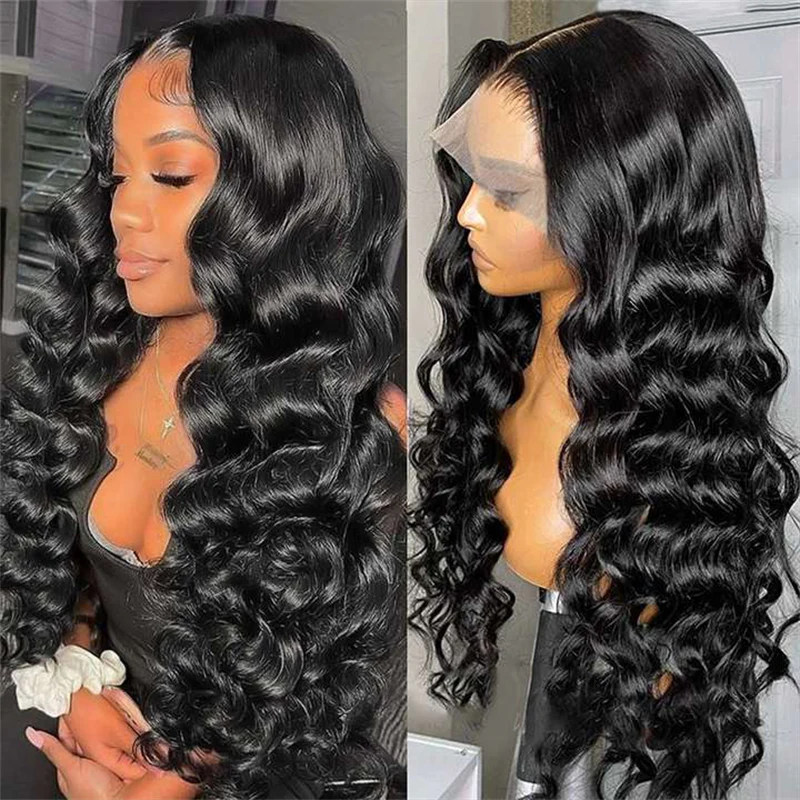Loose Deep Wave Natural Black Hair 13x6 HD Lace Frontal Wig Wand Curls Human Hair Wigs - Image 9