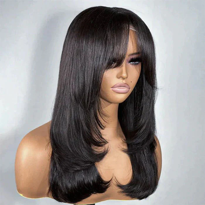 Curtain Bangs Silky Straight Glueless HD Lace Front Human Hair Wigs with Adjustable Strap-Pizazz Hair - Image 3
