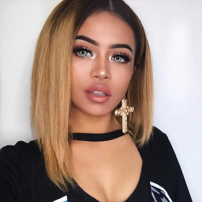 Ombre 1b 30/99J/27 Short Bob Wigs 13x4/4x4 HD Lace Human Hair Bob Wig For Women - Image 4