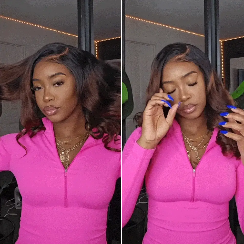 Pizazz Hair Balayage Ombre T1b/4 Body Wave Glueless Wig 8x5 Lace Pre Plucked Ships From USA - Image 5